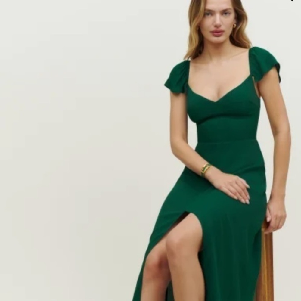 Reformation Baxley Dress in Emerald *NEW*